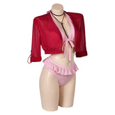 Final Fantasy VII Aerith Gainsborough 4 Piece Set Bikinis Swimsuit Cosplay Costume Outfits Halloween Carnival Suit Original Design